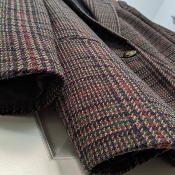 Sag Harbor Petite Wool Oversized Blazer Brown Plaid Vintage 10 Small 10P 6 - Picture 8 of 14